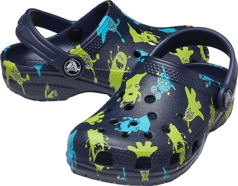 Buty żeglarskie dla dzieci Crocs Kids' Classic Monster Print Clog Navy 25-26