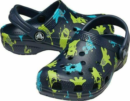 Buty żeglarskie dla dzieci Crocs Kids' Classic Monster Print Clog Navy 25-26 - 1