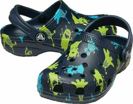 Buty żeglarskie dla dzieci Crocs Kids' Classic Monster Print Clog Navy 24-25 - 1