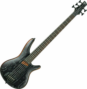 5-saitiger E-Bass, 5-Saiter E-Bass Ibanez SR675-SKF Silver Wave Black Flat - 1