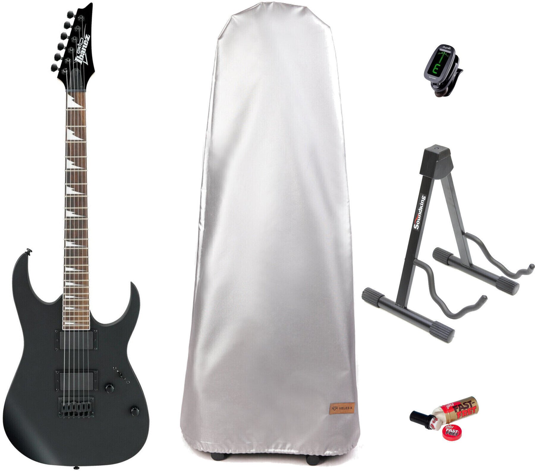 Elektrische gitaar Ibanez GRG121DX Black Flat SET Black Flat