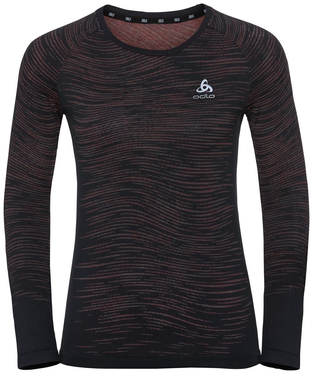 Løbe t-shirt med lange ærmer Odlo Blackcomb Ceramicool T-Shirt Black/Space Dye XS Løbe t-shirt med lange ærmer