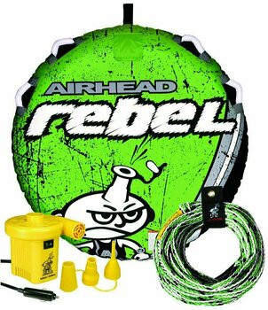 Felfújható fánk banán Airhead Rebel Tube Kit incl. Tow Rope and 12 Volt Pump green/white - 1