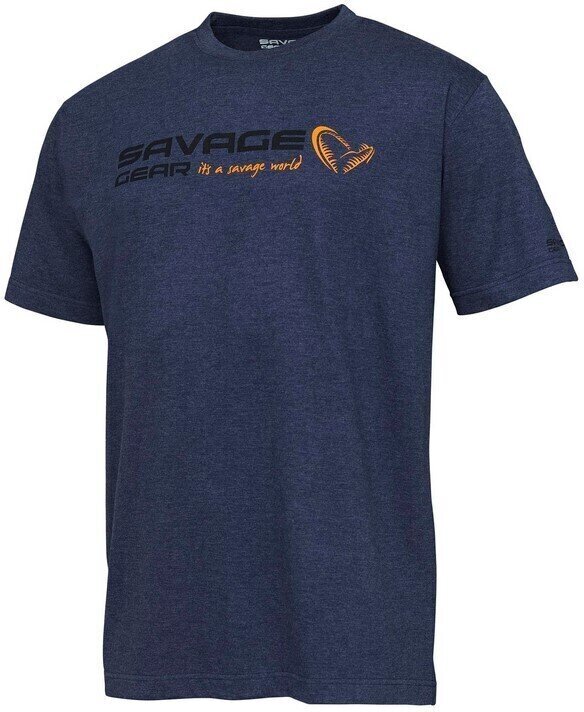 Tricou Savage Gear Tricou Signature Logo T-Shirt Blue Melange L