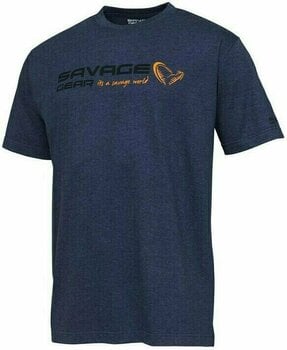 Horgászpóló Savage Gear Horgászpóló Signature Logo T-Shirt Blue Melange L - 1