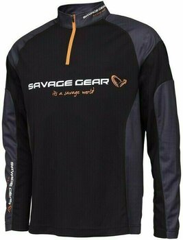 Tricou Savage Gear Tricou Tournament Gear Shirt 1/2 Zip Black Ink S - 1