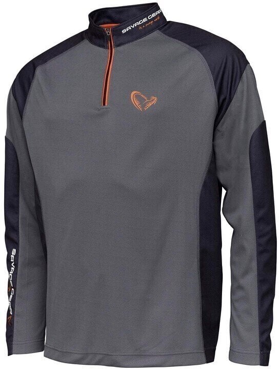 Maglietta Savage Gear Maglietta Tournament Shirt 1/2 Zip Sedona Grey M