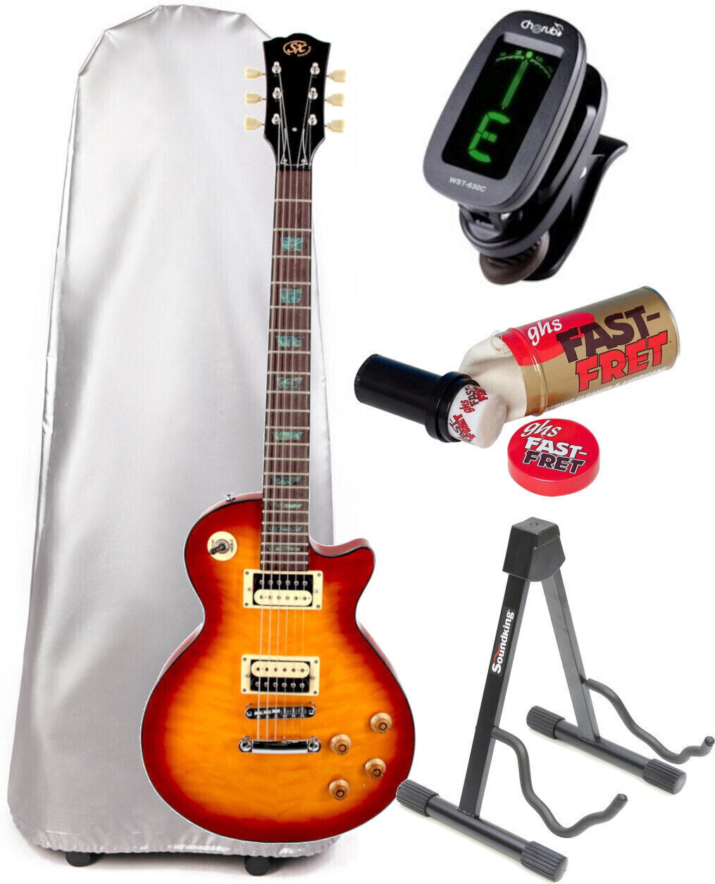Guitare électrique SX EC3D Cherry Sunburst