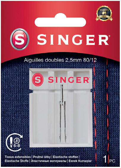 Needles for Sewing Machines Singer 2,5 mm 1x80 Double Sewing Needle