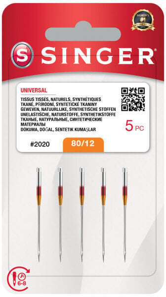 Needles for Sewing Machines Singer Ih2020 - 80/12 - 5x Single Sewing Needle