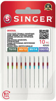 Needles for Sewing Machines Singer 2020 - 70/10, 80/12, 90/14, 100/16 - 10x Single Sewing Needle - 1