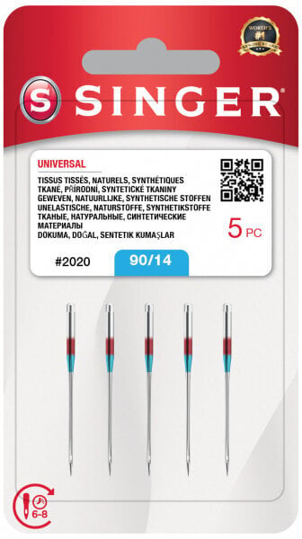 Agujas para Máquinas de Coser Singer 2020 - 90/14 - 5x Single Sewing Needle