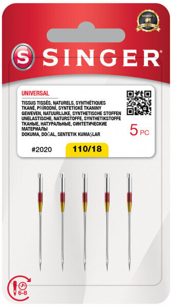 Needles for Sewing Machines Singer 2020 - 110/18 - 5x Single Sewing Needle
