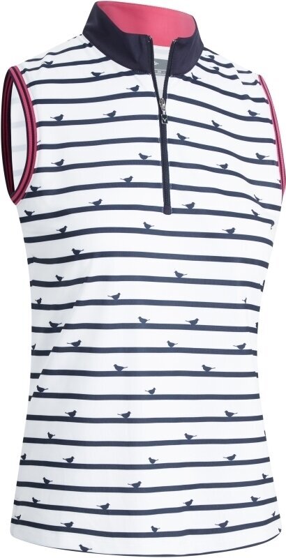 Polo Shirt Callaway Birdie Stripe Print Sleeveless Peacoat S
