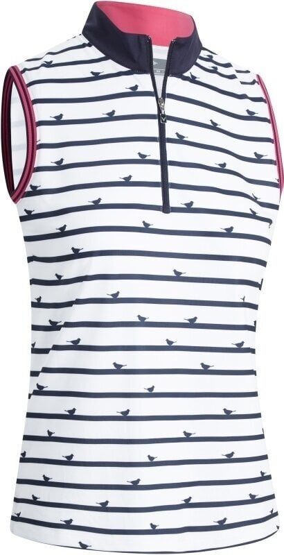 Tricou polo Callaway Birdie Stripe Print Sleeveless Peacoat XL