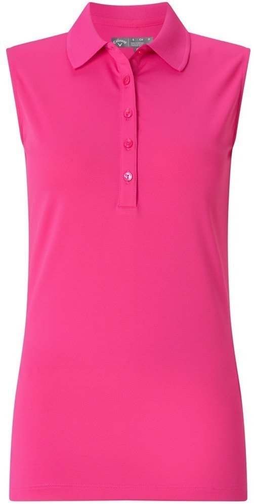 Polo Shirt Callaway Sleeveless Micro Hex Polo Pink Yarrow L Womens