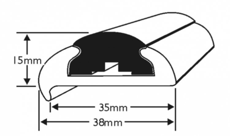 Boat Fender Profile Wilks Dek-King Insert for Profile 1472 - 15m - Black