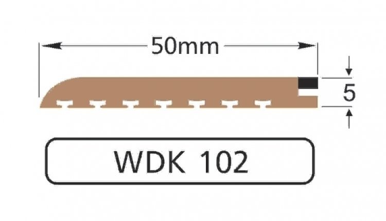 PVC Teak Wilks Dek-King WDK102-10 50mm x 10m Eckpanel schwarze Fuge