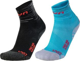 UYN Free Run Socks 2 Pairs Black-Turquoise/Anklets