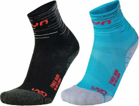 Κάλτσες Τρεξίματος UYN Free Run Socks 2 Pairs Μαύρο-Turquoise 35/36 Κάλτσες Τρεξίματος - 1