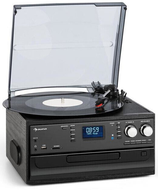 Kit de tocadiscos Auna Oakland DAB Black Kit de tocadiscos