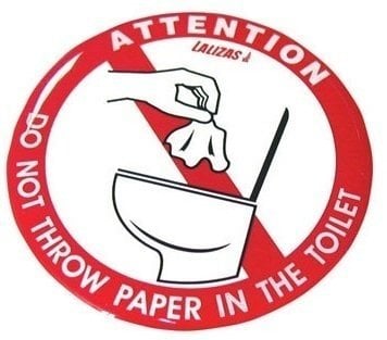 Lodní samolepka Lalizas Silicone Sticker 80mm - 'No paper in the toilet'