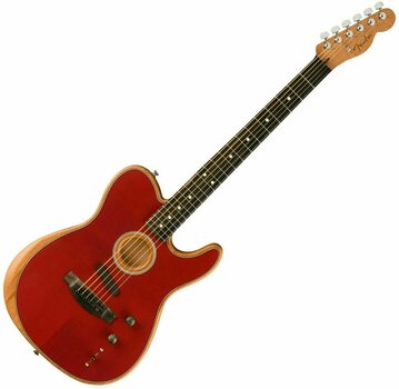 Special Acoustic-electric Guitar Fender American Acoustasonic Telecaster Crimson Red - 1