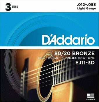 Cordes de guitares acoustiques D'Addario EJ11-3D - 1