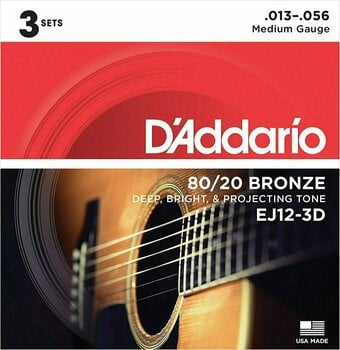 Cordes de guitares acoustiques D'Addario EJ12-3D - 1