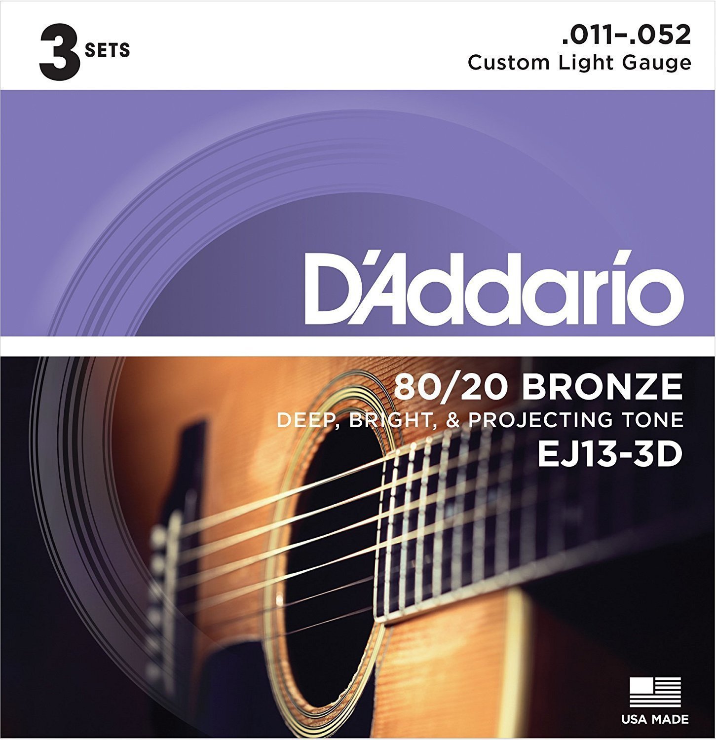 Cordes de guitares acoustiques D'Addario EJ13-3D