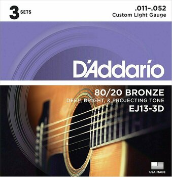 Struny do gitary akustycznej D'Addario EJ13-3D - 1