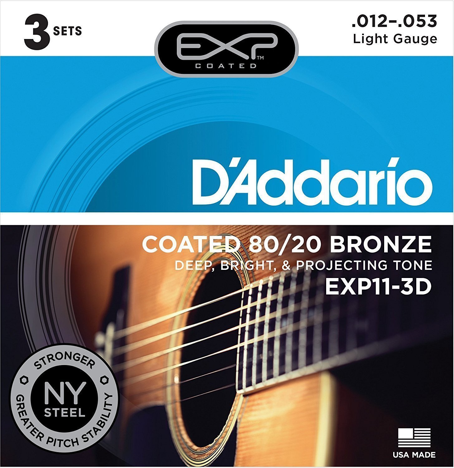 Saiten für Akustikgitarre D'Addario EXP11-3D