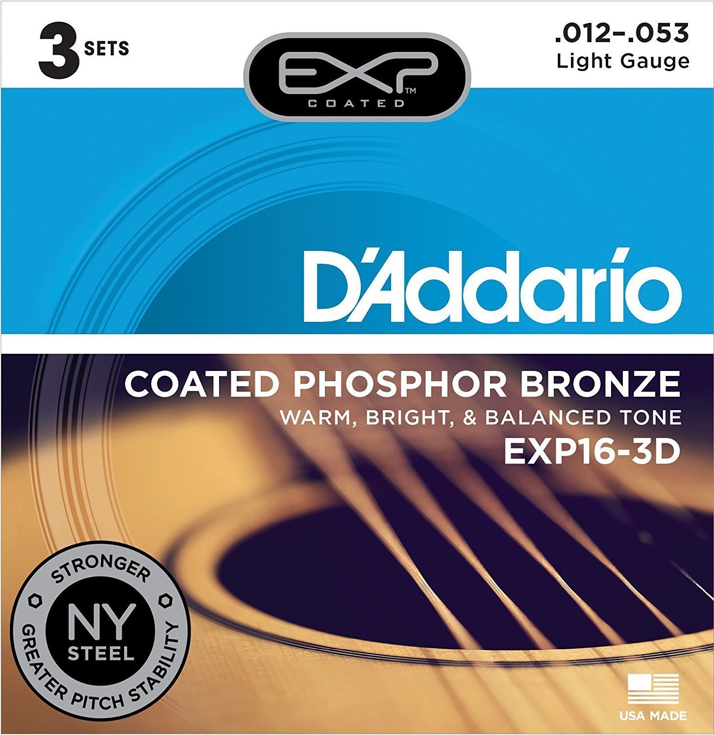 Cordes de guitares acoustiques D'Addario EXP16-3D