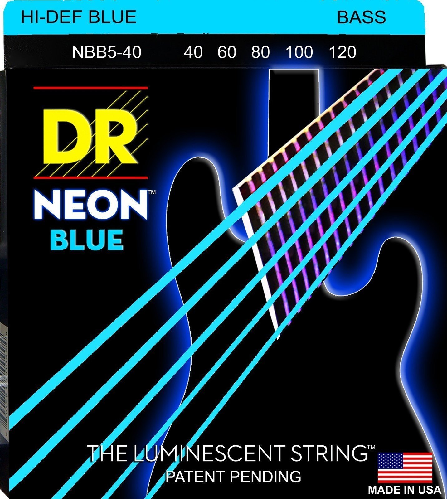 Struny pre 5-strunovú basgitaru DR Strings NBB5-40