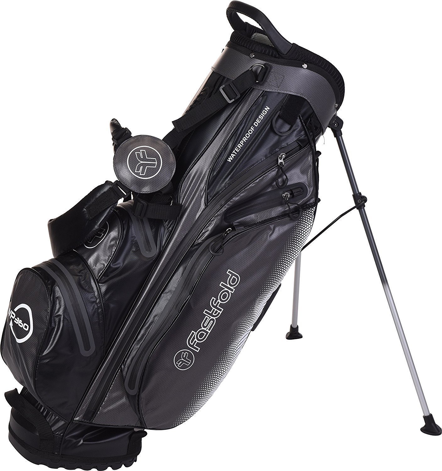 Чантa за голф Fastfold Waterproof Black/Grey Stand Bag