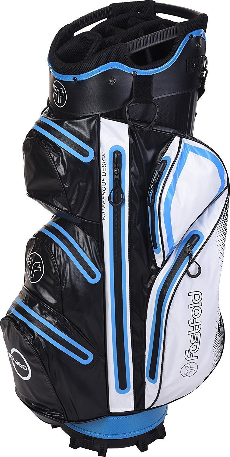 Golf Bag Fastfold Waterproof Black/White/Blue Cart Bag