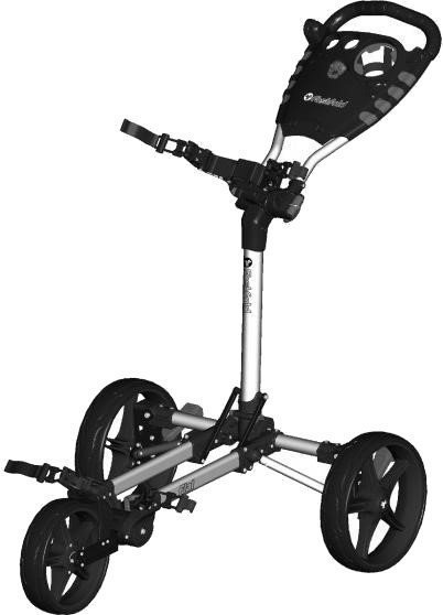 Ръчна количка за голф Fastfold Flat Fold Silver/Black Golf Trolley