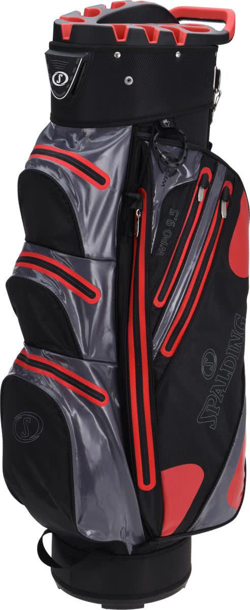 Golfbag Spalding 9.5 Inch Waterproof Cart Bag Black Red Grey