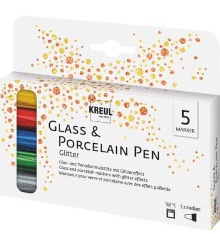 Markør Kreul Glitter 'M' Glass and Porcelain Marker Mix 5 pcs