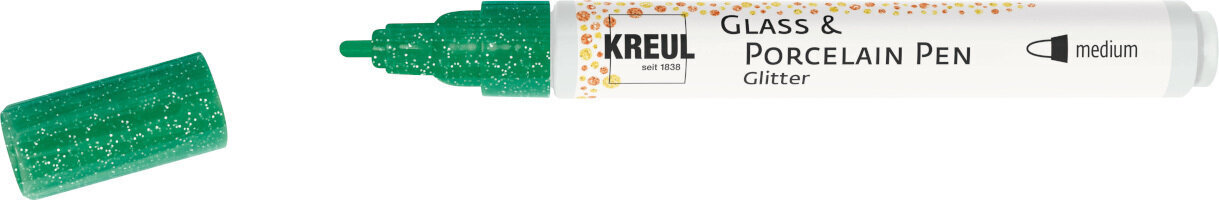 Marqueur Kreul Glass & Porcelain Pen Glitter Medium Marqueur pour verre et porcelaine Light Green 1 pc