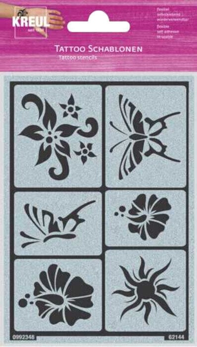 Popisovač Kreul Tattoo Stencil Tetovací šablona Sun Flowers Butterflies 1 ks