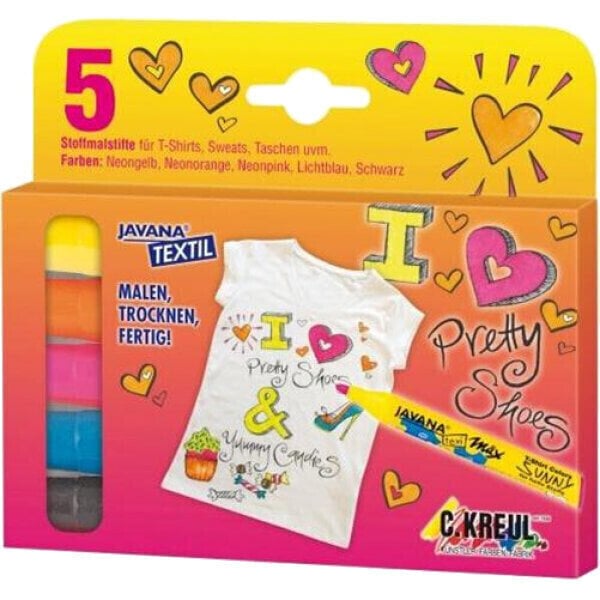 Feutre à point Kreul Javana Texi Medium Ensemble de marqueurs textiles 5 pièces