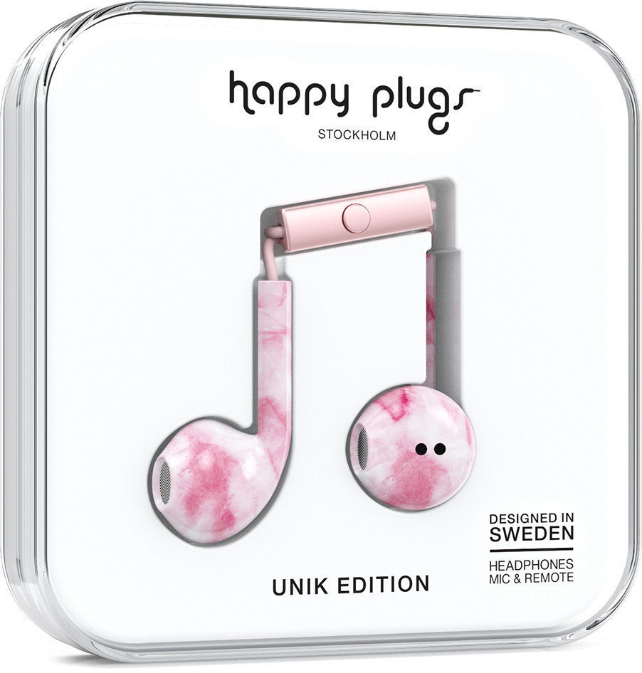 In-ear hoofdtelefoon Happy Plugs Earbud Plus Pink Marble
