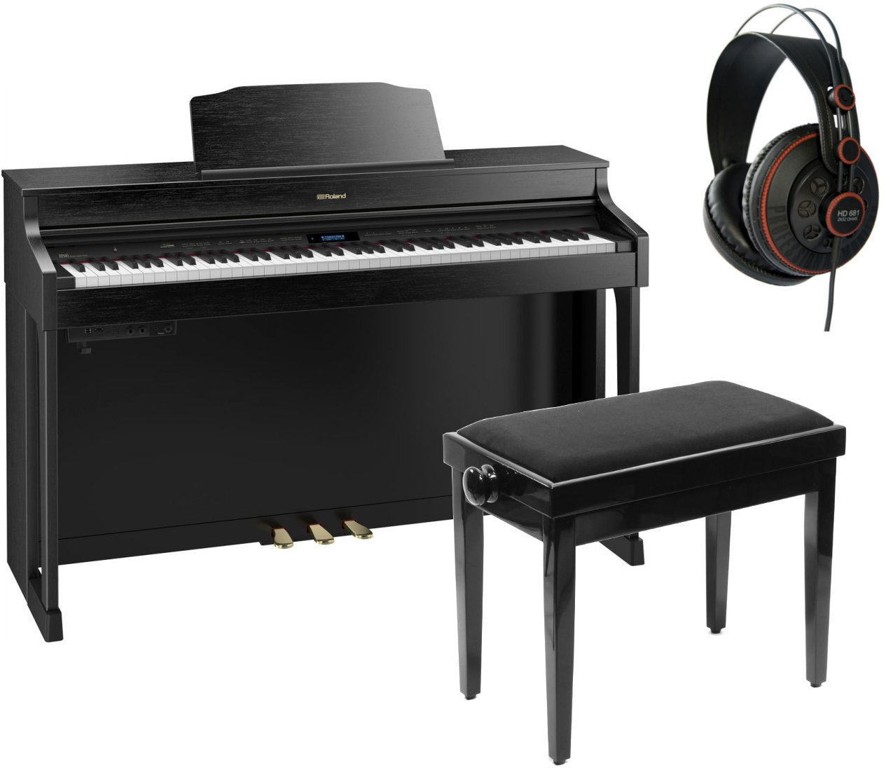 Digital Piano Roland HP-603A CB SET Contemporary Black Digital Piano