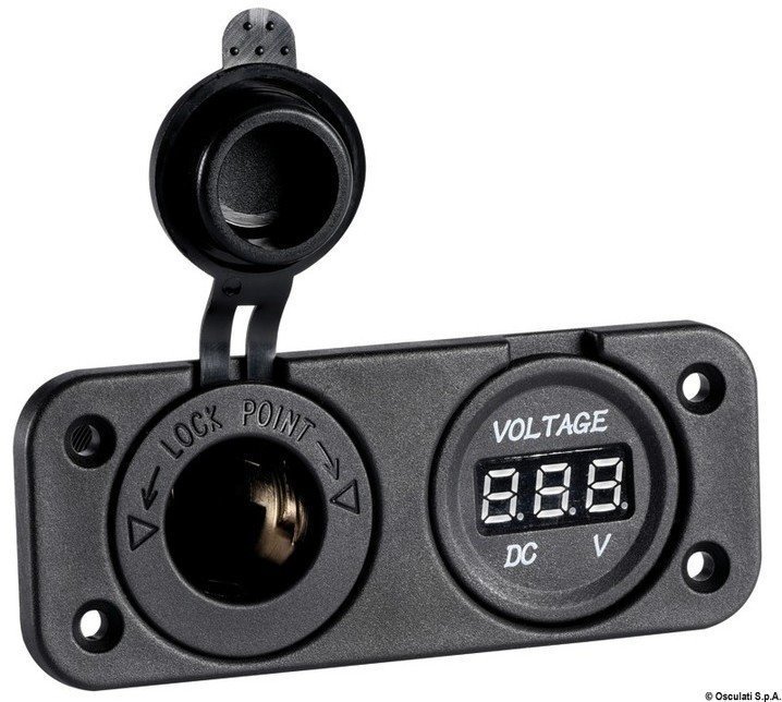 Gniazdo do łodzi Osculati Digital voltmeter and power outlet recess mounting