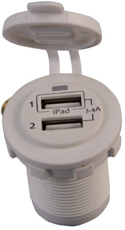 Lodní průchodka, konektor Talamex USB Socket Double 3.4A White Eyes Flush Frame