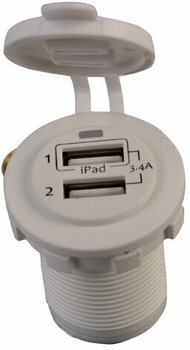 Marine Plug, Marine Socket Talamex USB Socket Double 3.4A White Eyes Flush Frame - 1