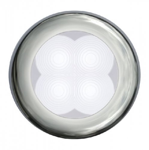 Lodní interiérové světlo Hella Marine White LED Round Courtesy Lamp 12V Slim Line Polished stainless steel rim