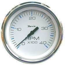 Boat Instrument Faria Tachometer 0-4000 RPM Diesel - White