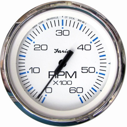 Instrumente de bord  Faria Tachometer 0-6000 RPM - White